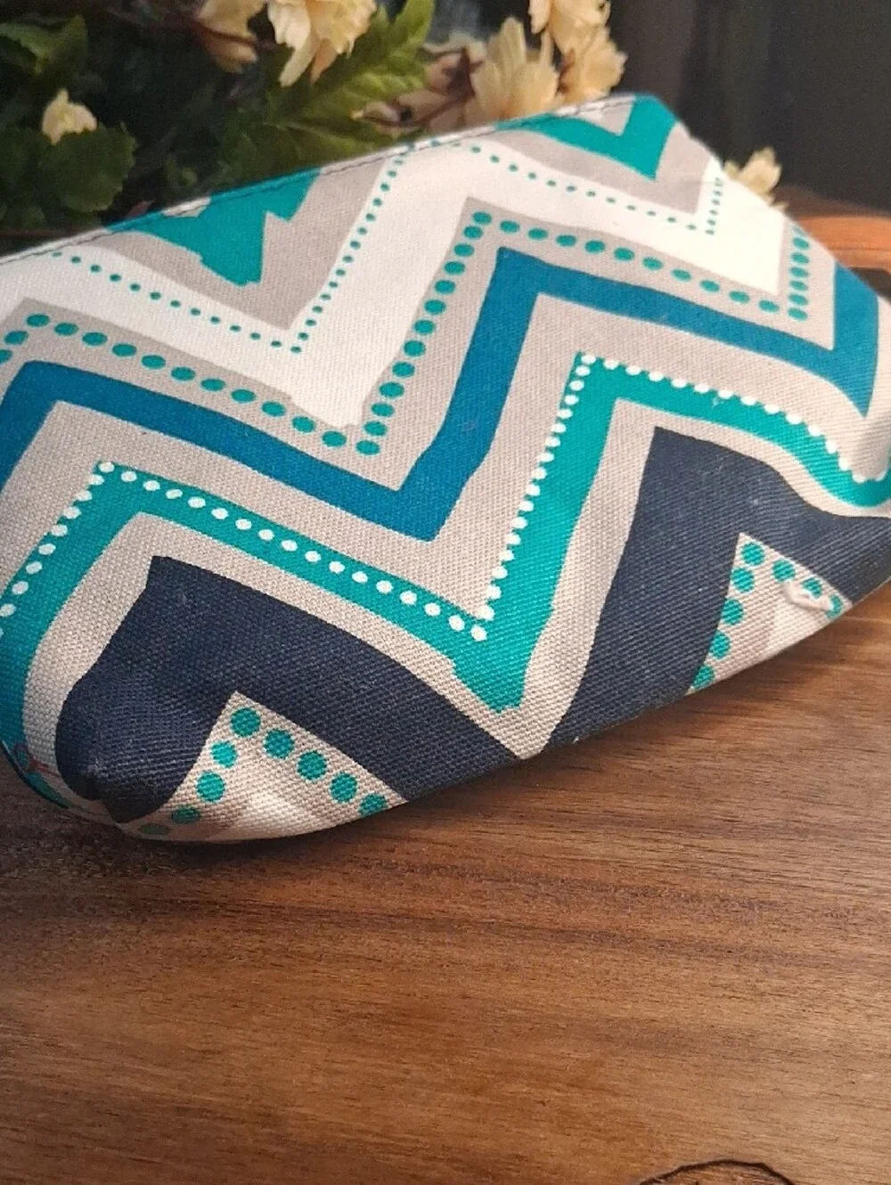 thirty-one Teal Navy Gray Chevron Cosmetic Pouch